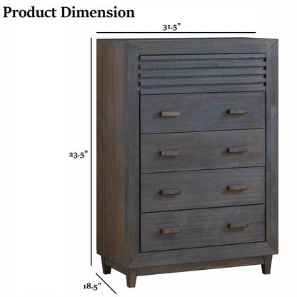 31.5" Brown Solid Wood Bedroom Chest - Transitional Style