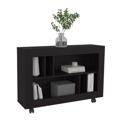 Joge 37.4" Wide Console Table - Black MDF Storage Cart