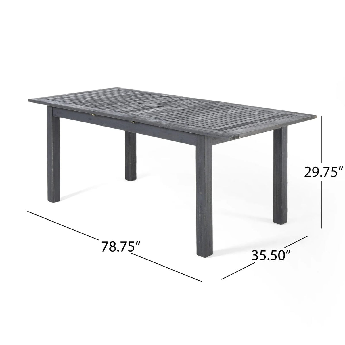 9-Piece Extendable Acacia Wood Patio Dining Set - Dark Grey, 8 Chairs