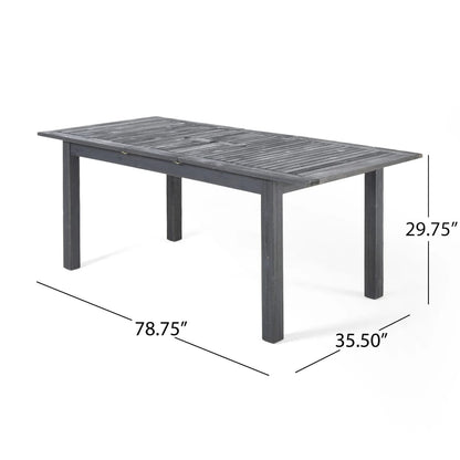9-Piece Extendable Acacia Wood Patio Dining Set - Dark Grey, 8 Chairs