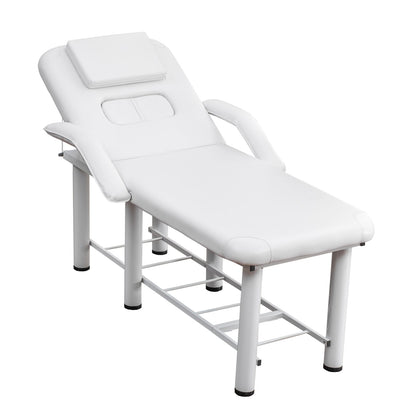 73'' White PU Massage Table Adjustable Beauty Bed