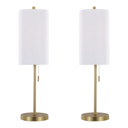 Gold & White Table Lamps - Set of 2 with USB Port