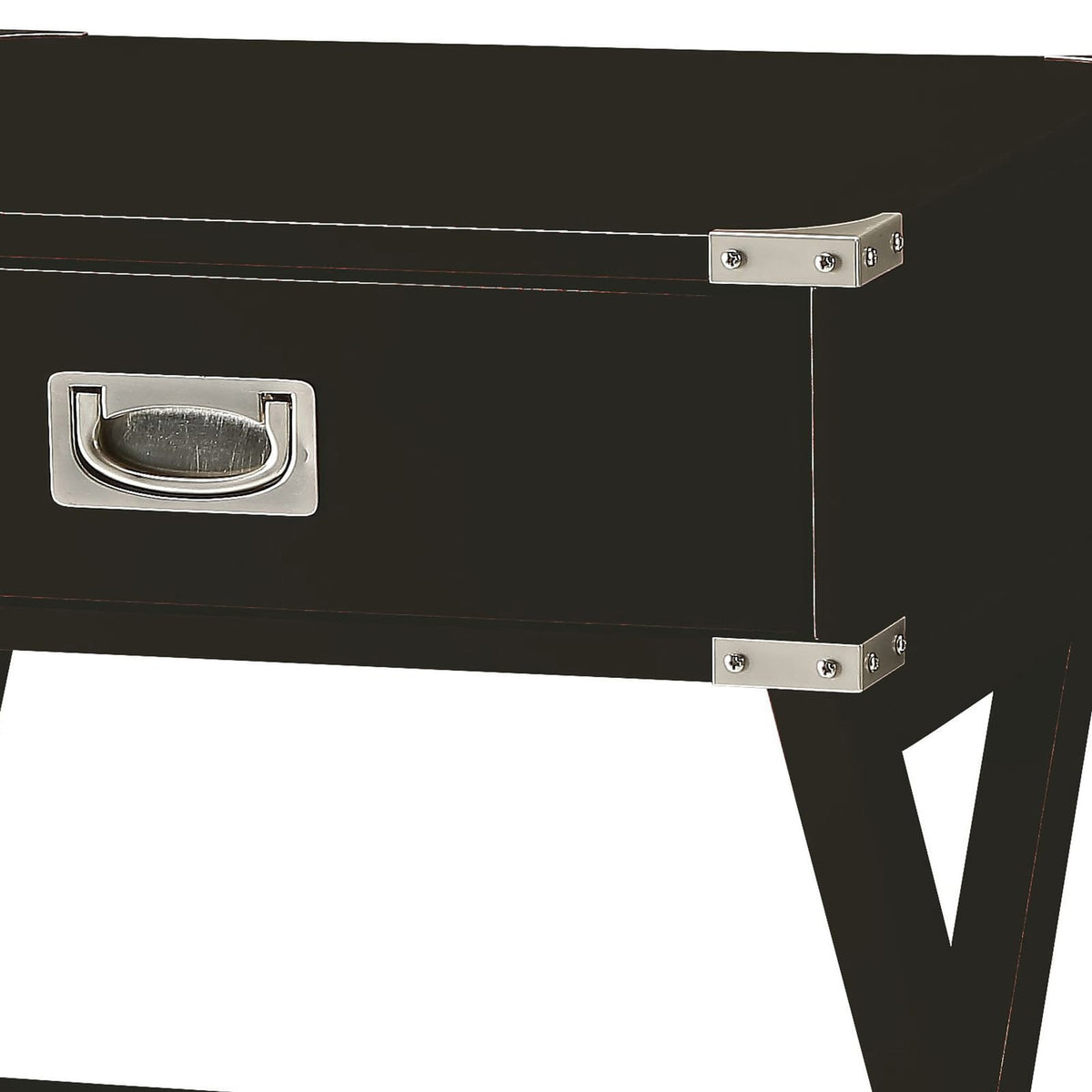 Black Rectangular End Table with Drawers