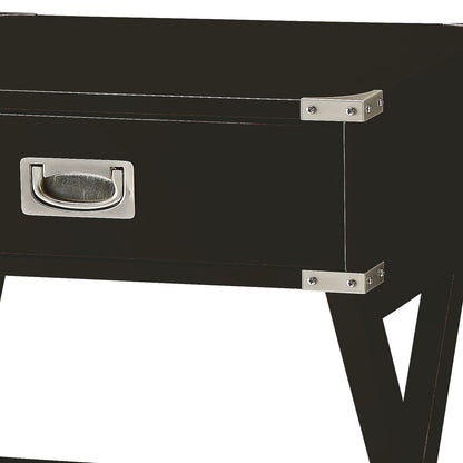 Black Rectangular End Table with Drawers