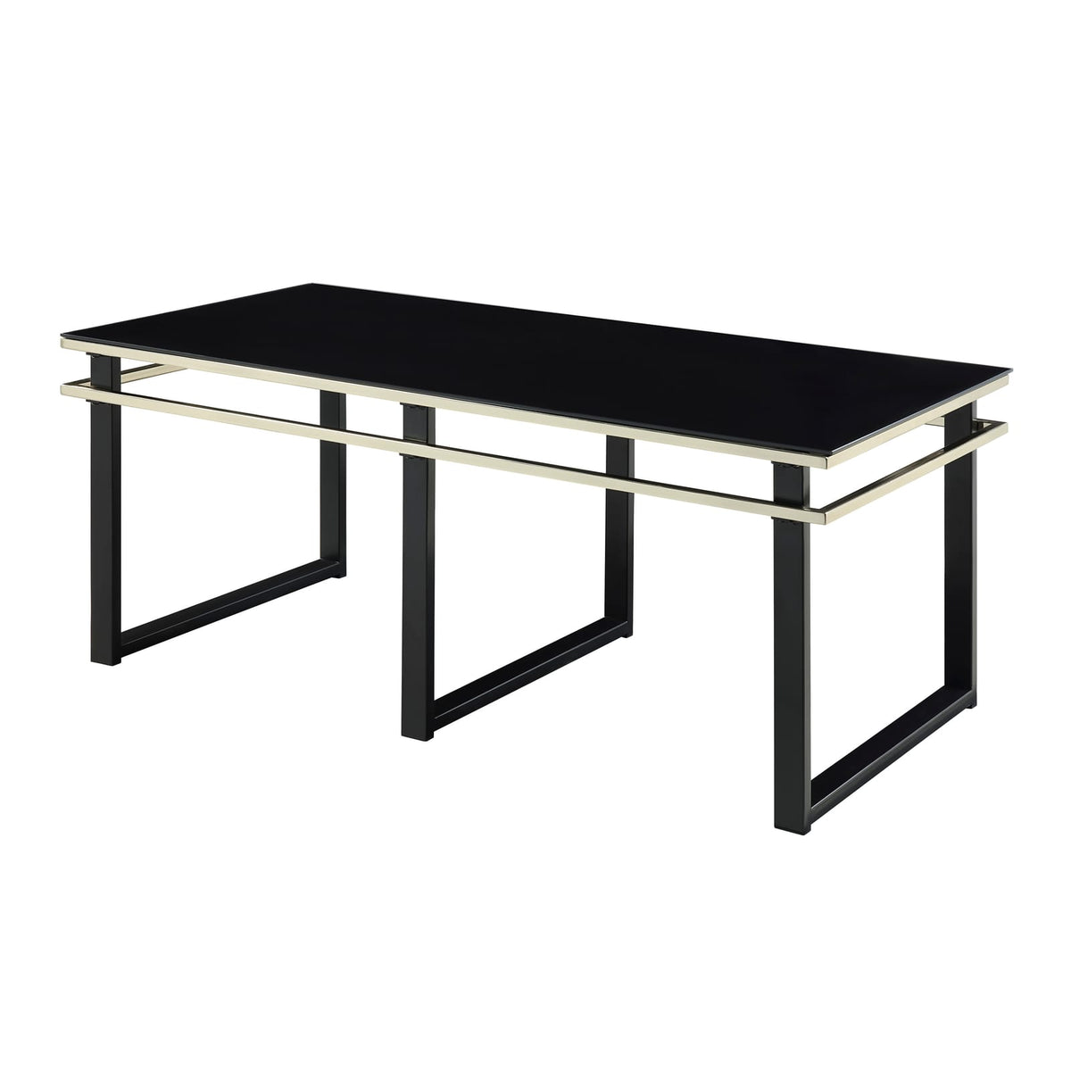 Black Coffee Table Set with End Tables - Modern Metal Glass Design for Living Room