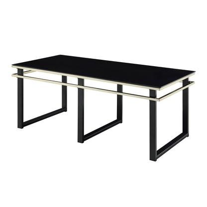 Black Coffee Table Set with End Tables - Modern Metal Glass Design for Living Room