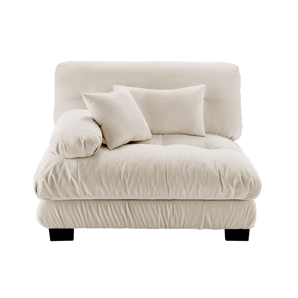 Light Coffee Chenille Sofa - 1 Seat Armless for Living Room
