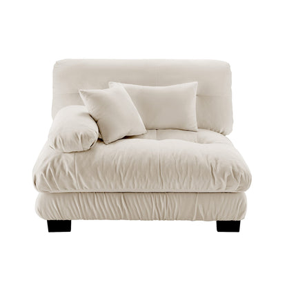 Light Coffee Chenille Sofa - 1 Seat Armless for Living Room