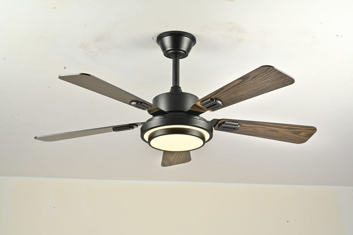 42" Plywood Ceiling Fan with LED Light - Matte Black
