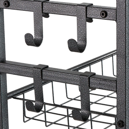 Black Metal Golf Storage Stand - 2 Bag Holder for Living Room