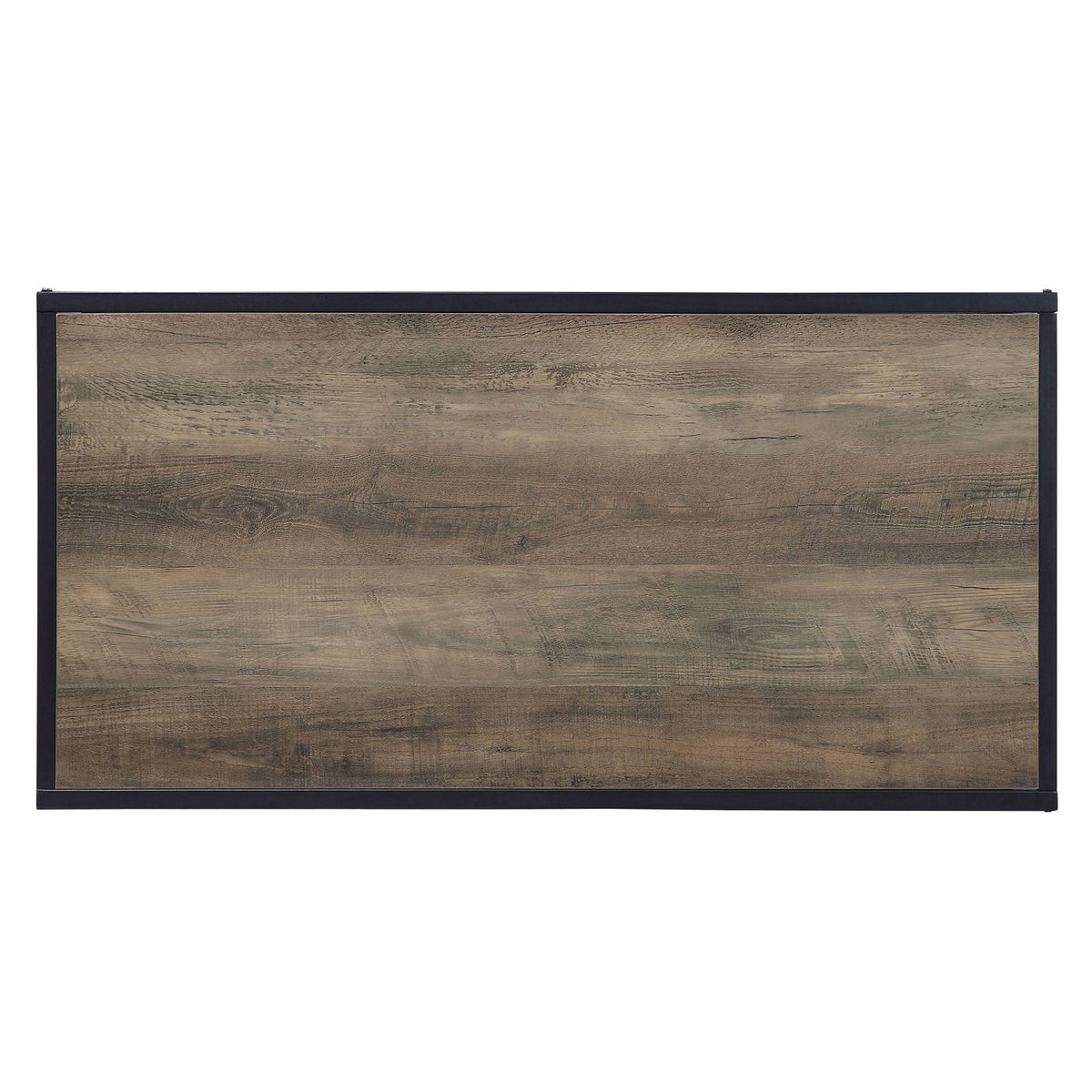 Rustic Oak & Black Coffee Table with Shelf - Industrial Style