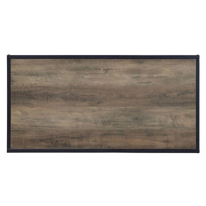 Rustic Oak & Black Coffee Table with Shelf - Industrial Style