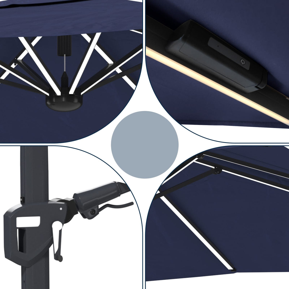 11 Foot Blue Patio Umbrella - Shade Canopy