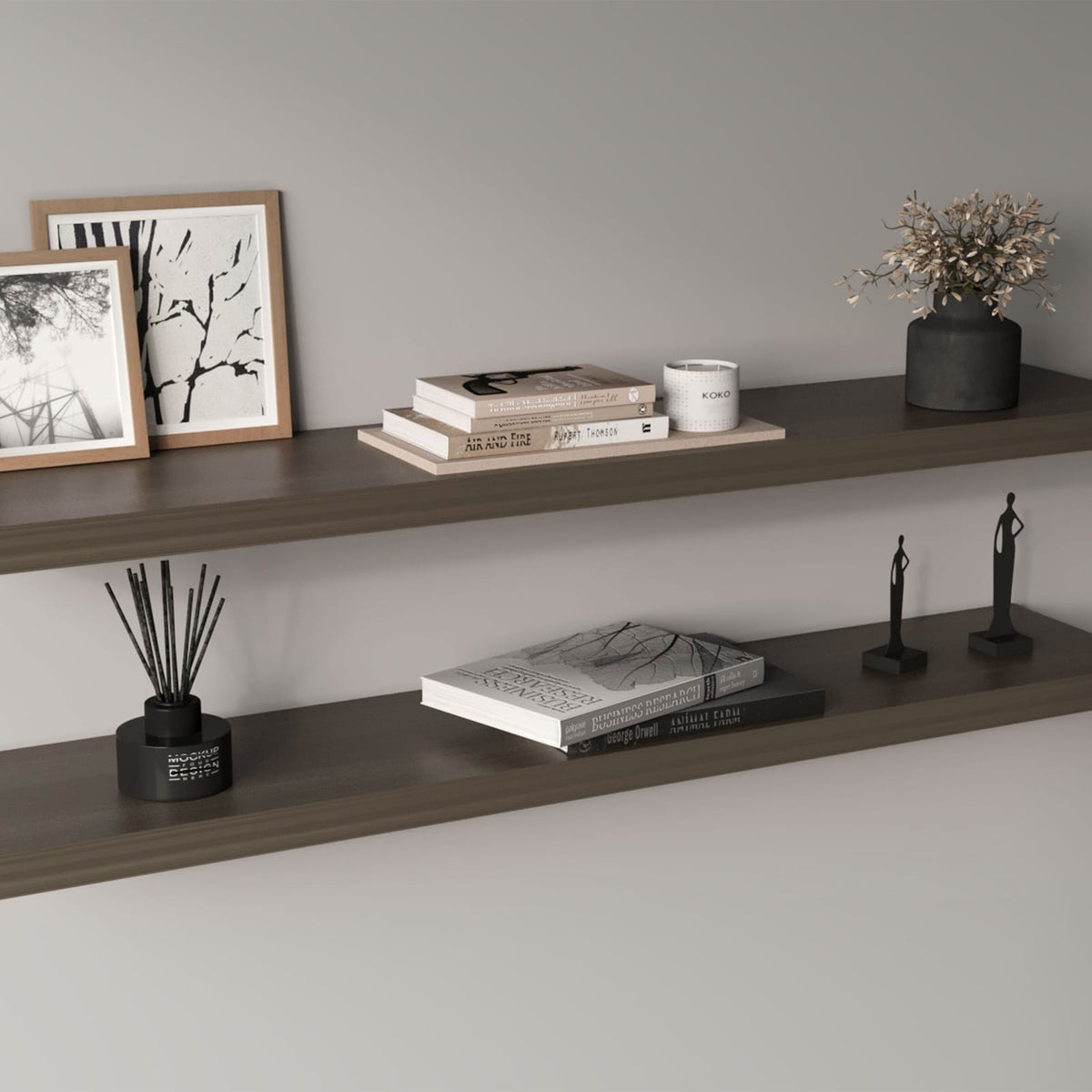 Ecco 47" Wide Floating Shelves Set Of 2, Olive
