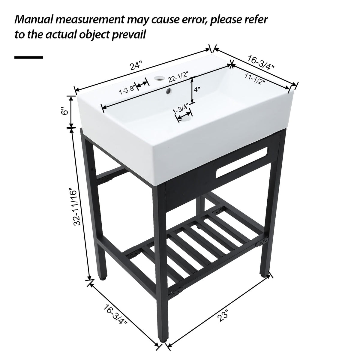 White Black Ceramic Bathroom Vanity Sink - Wall Mounted