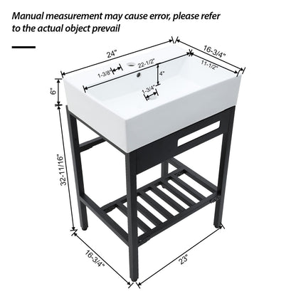 White Black Ceramic Bathroom Vanity Sink - Wall Mounted
