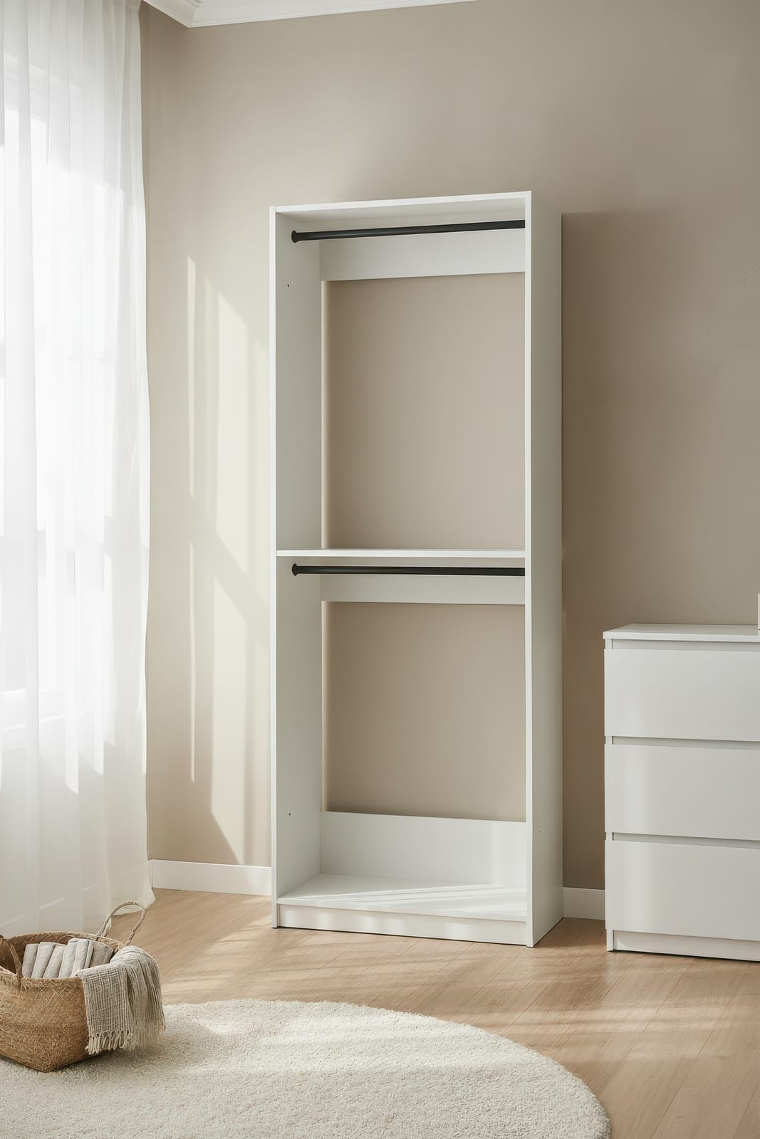 Prosper 32" White Wood Walk-in Closet with Two Rods - Modular Storage