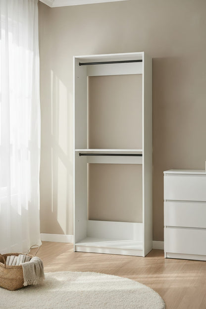 Prosper 32" White Wood Walk-in Closet with Two Rods - Modular Storage