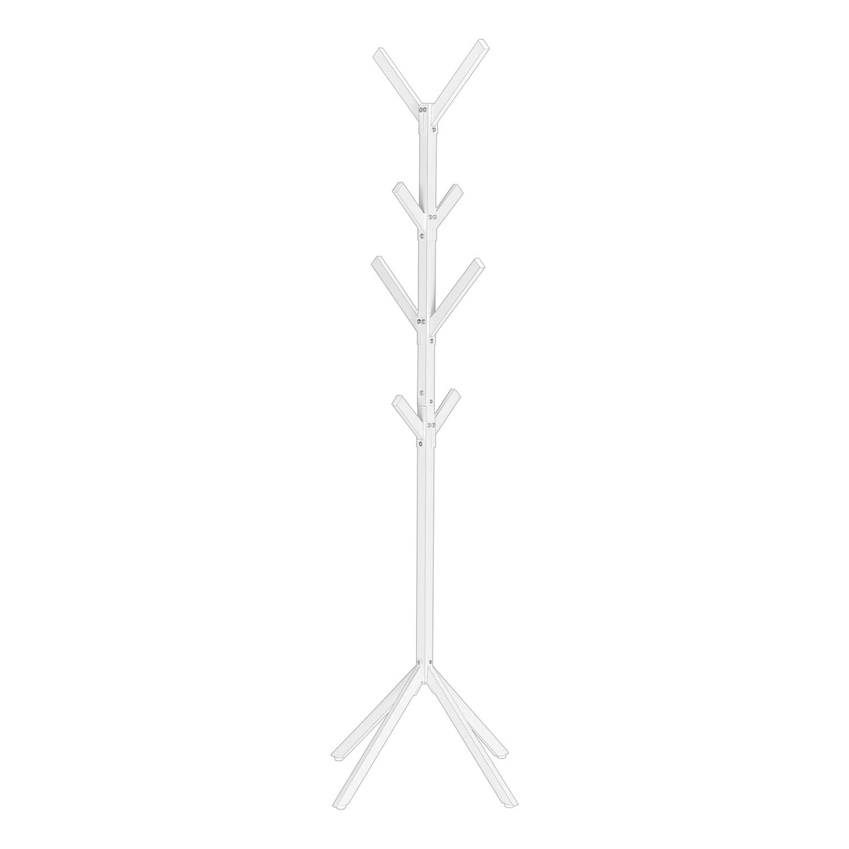 White Metal Coat Rack - 8 Hooks, Entryway Hall Tree