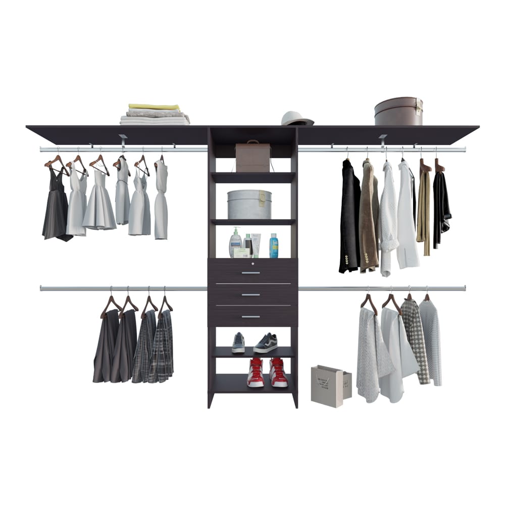Black & Dark Walnut Dresser - 15.7" W x 118.1" D x 73.6" H for Bedroom