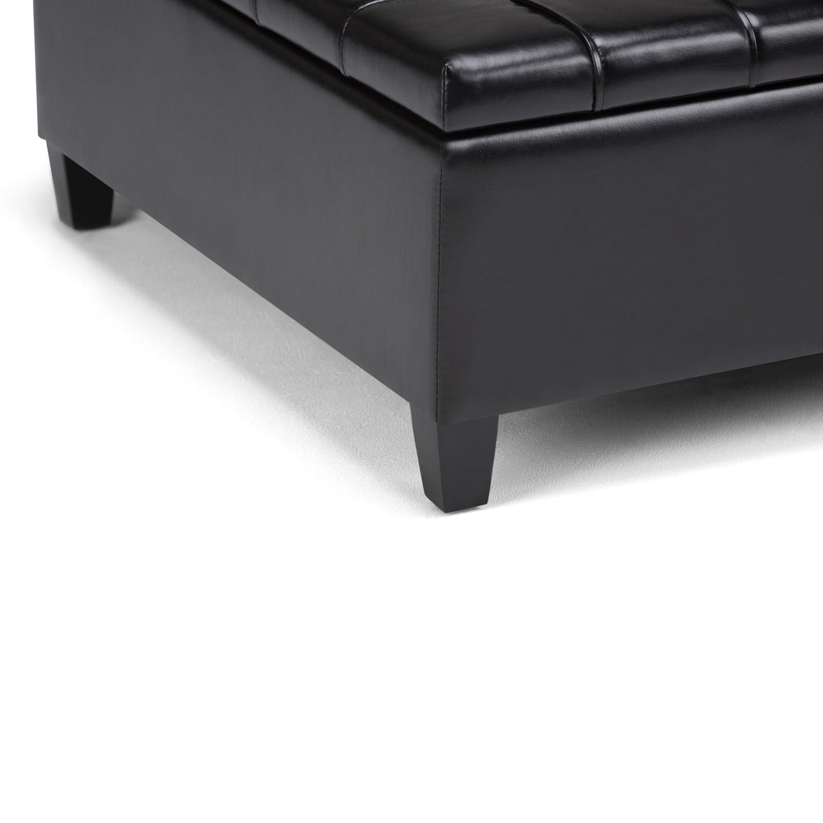 Harrison 36 Inch Wide Coffee Table Storage Ottoman - Black Vegan Leather