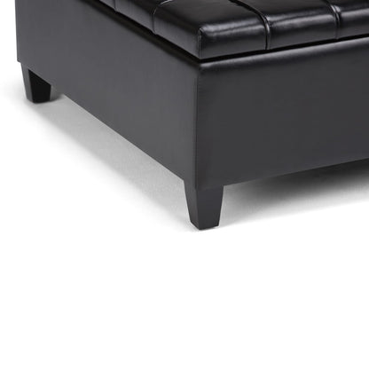 Harrison 36 Inch Wide Coffee Table Storage Ottoman - Black Vegan Leather