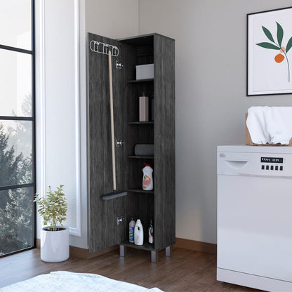 Living Room Gray Engineered Wood Storage Cabinet - 11.7 x 15.7 x 70.8", 10 Shelves