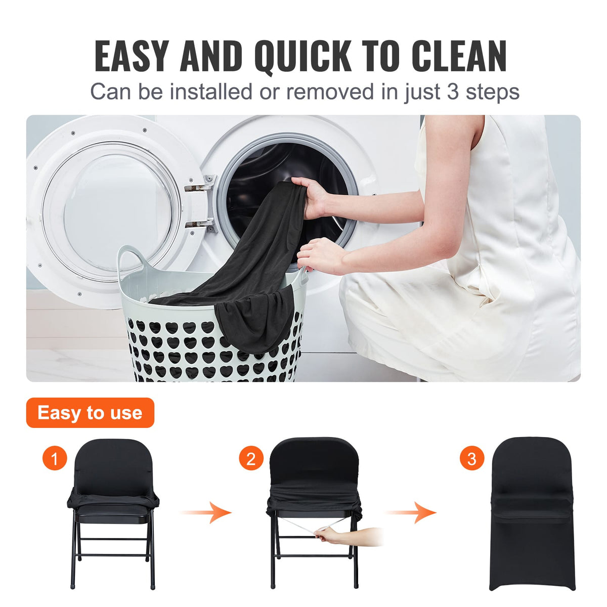 Black Polyester Chair Covers - 30 Pack for Weddings & Parties