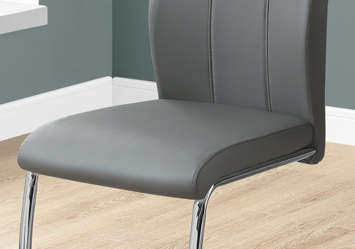 Dining Chairs Set of 2 Grey Faux Leather Upholstered Kitchen Dining Room Chairs