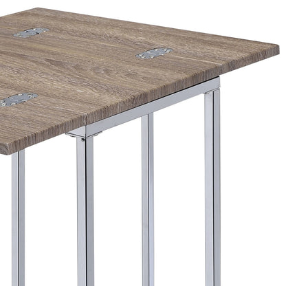 Industrial Oak Side Table with Metal Base for Living Room