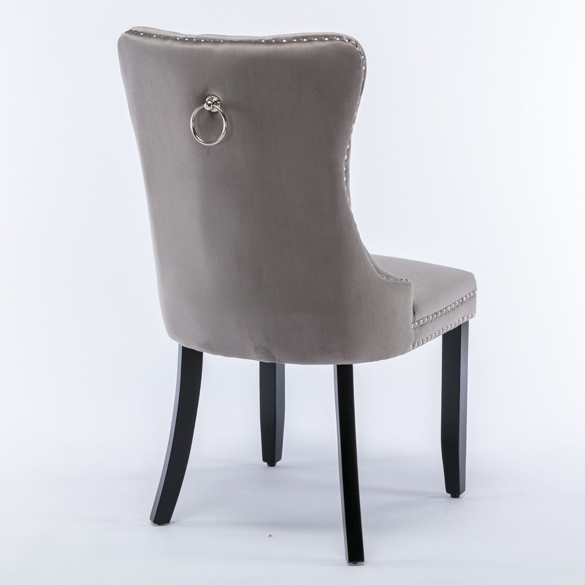 Gray Velvet Dining Chairs - Set of 2 Modern Upholstered Chairs
