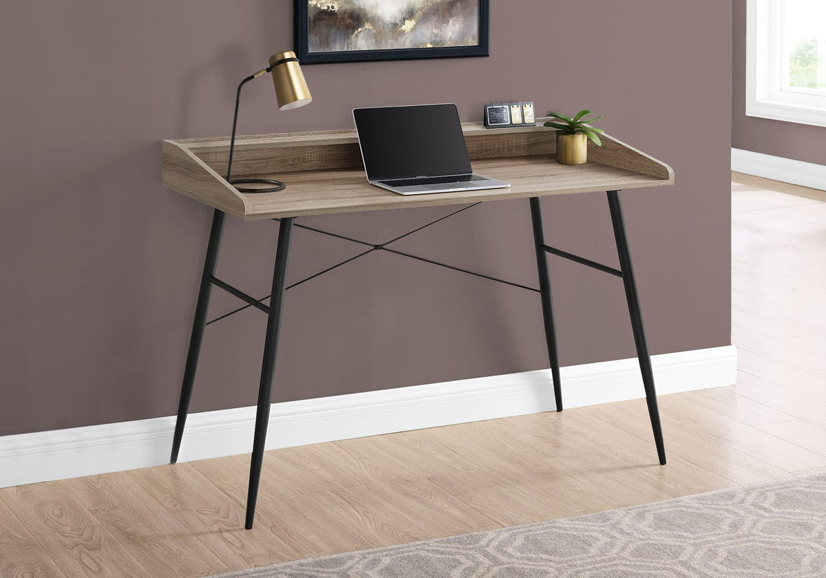 Taupe Computer Desk with Hutch - 48" L Workstation