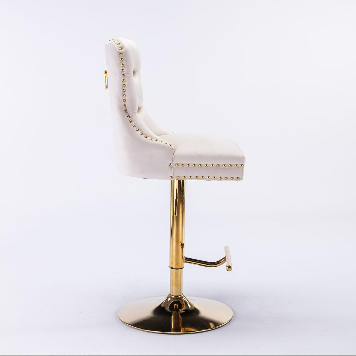 A&A Furniture Velvet Barstools - Beige Set of 2