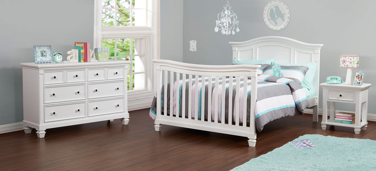White Solid Wood 6 Drawer Dresser for Kids