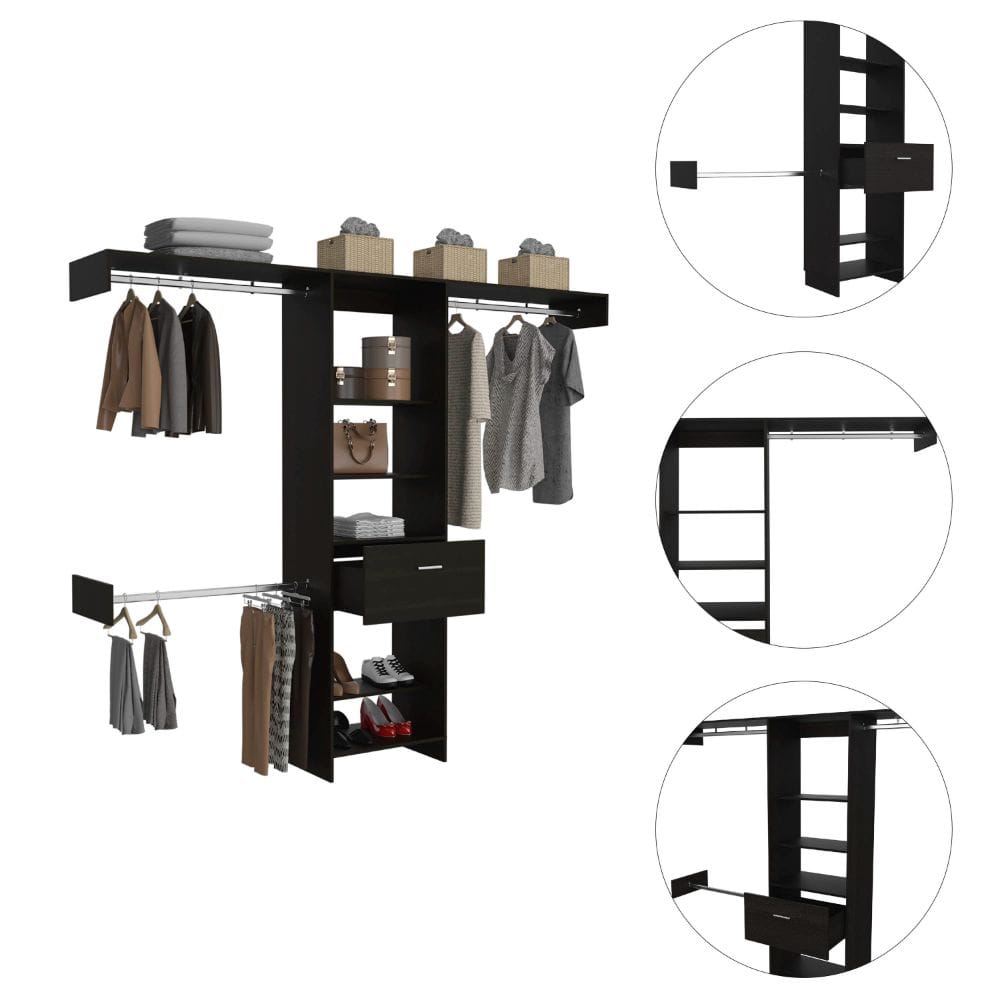 Wenge 4-Shelf Bedroom Storage Unit for Home Spaces