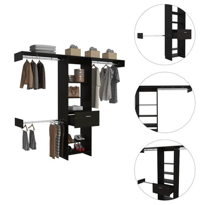 Wenge 4-Shelf Bedroom Storage Unit for Home Spaces