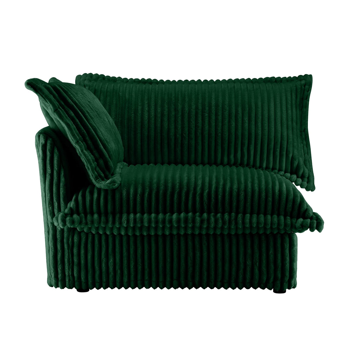 Green Corduroy Sofa with 1 Pillow - 41.75" Seat for Living Room