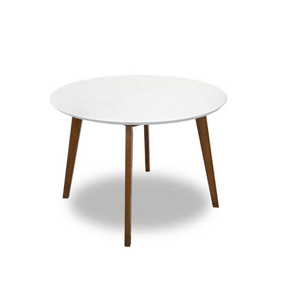 Alina Dining Table - Brown, White Mid-Century Modern 43" Oval