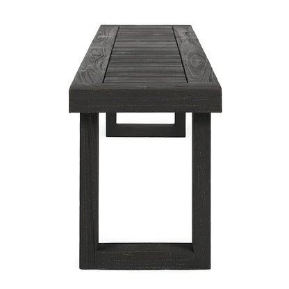 Dark Grey Acacia Wood Patio Bench for Garden or Porch Seating