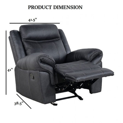 Transitional Black Leather Glider Recliner - Primary Living Space