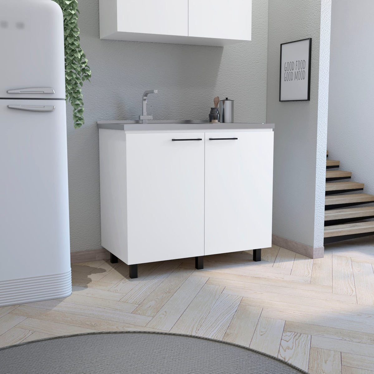 White Particle Board Storage Cabinet for Bedroom or Guest Room for Living Room
