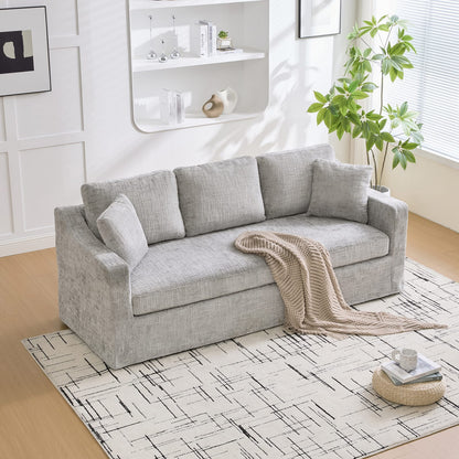 3-Seat Gray Chenille Oversized Sofa - Living Room Seating