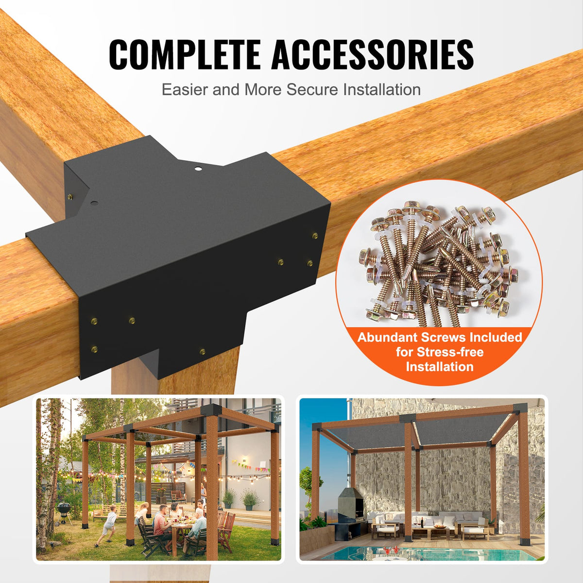 Heavy Duty Pergola Brackets 6x6 - Carbon Steel Corner Post Supports