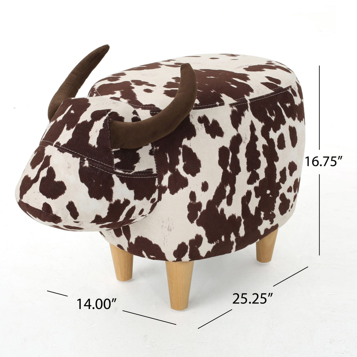 Brown & White Cow-Shaped Ottoman - Modern Accent Stool