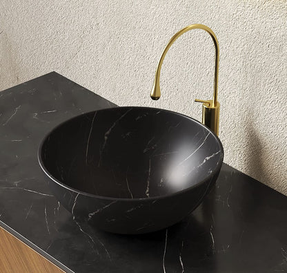 14" Black Ceramic Bathroom Sink - Durable & Stain Resistant
