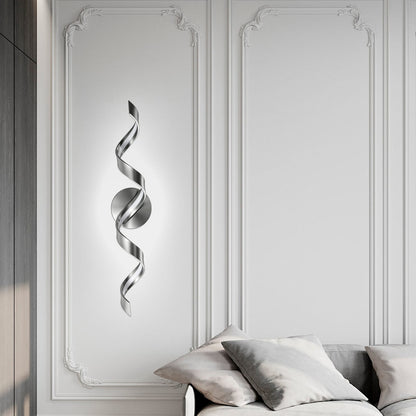 Nickel Metal Bathroom Wall Sconce - Spiral LED Light Fixture