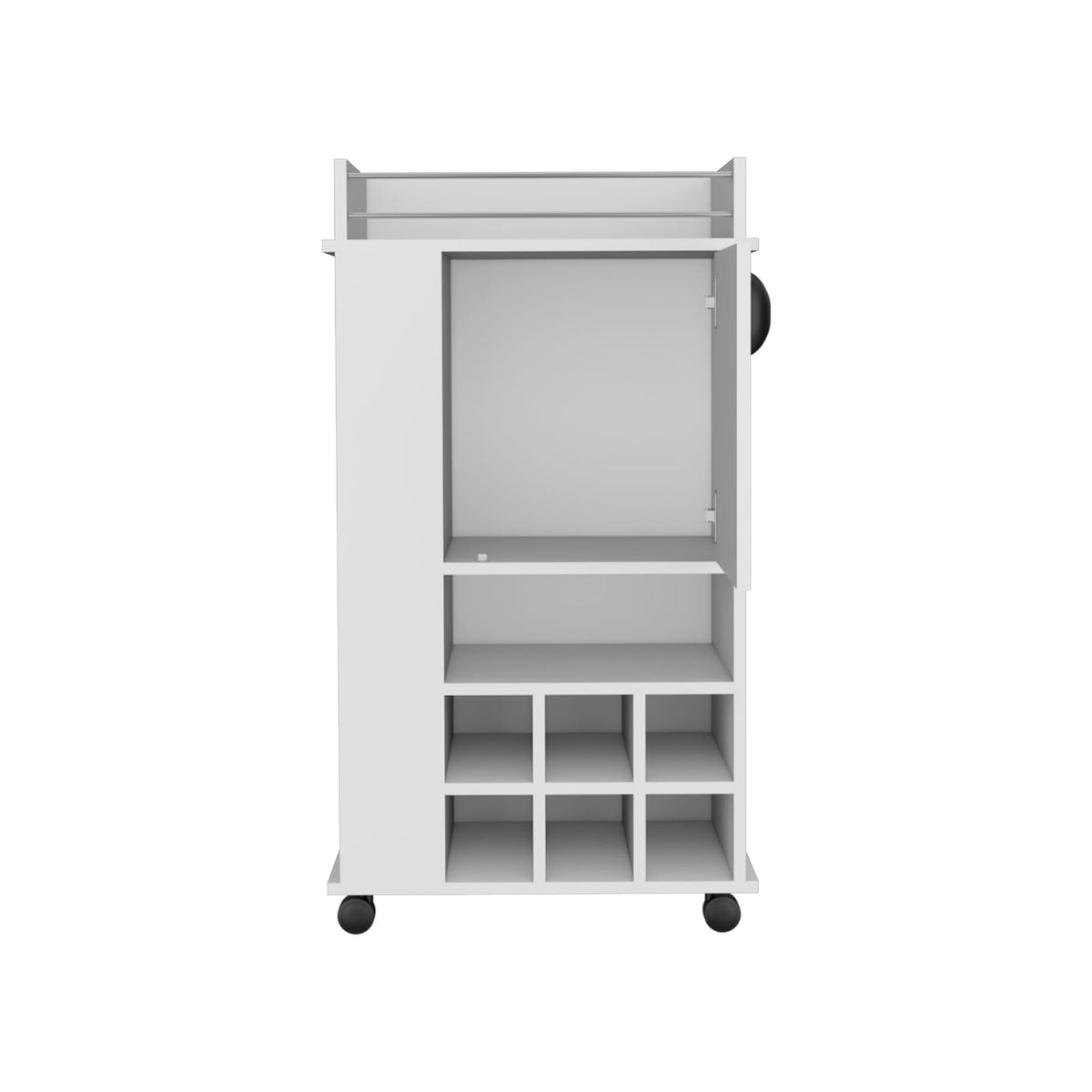 White Kitchen Island with Wine Racks - 38.77" Rolling Cart