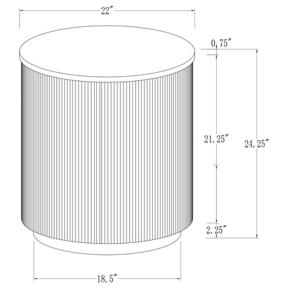 White Marble Round End Table with Engineered Wood Base