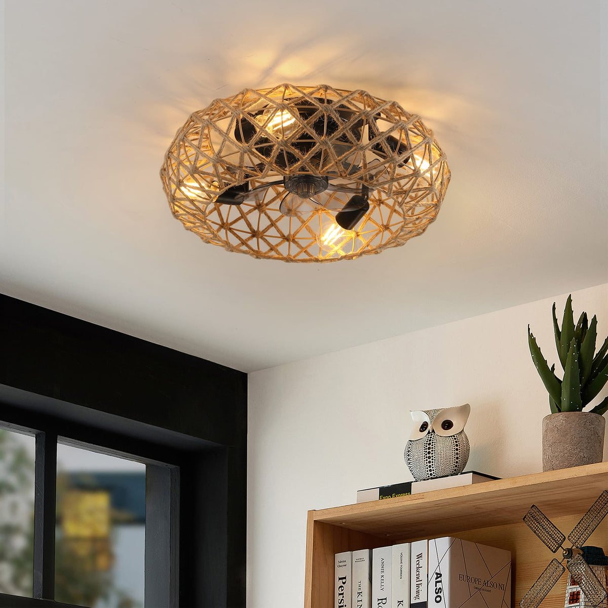 Earthy Yellow Ceiling Fan with Remote Control