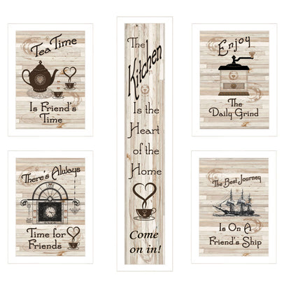 5 Piece White Frame Wall Art Vignette - Modern Gallery Set